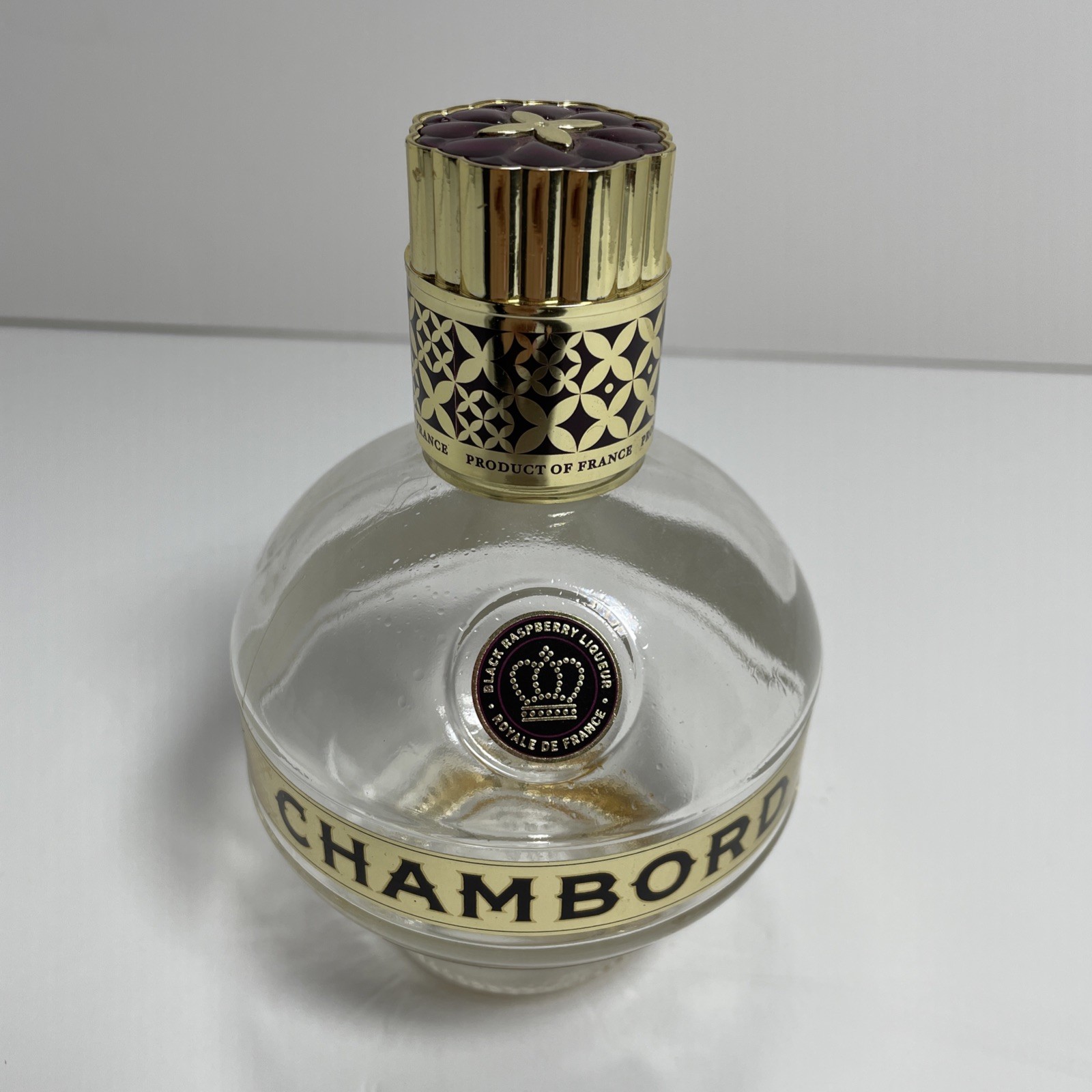 CHAMBORD Black Raspberry Liqueur  6 In Empty Collectible Glass Bottle