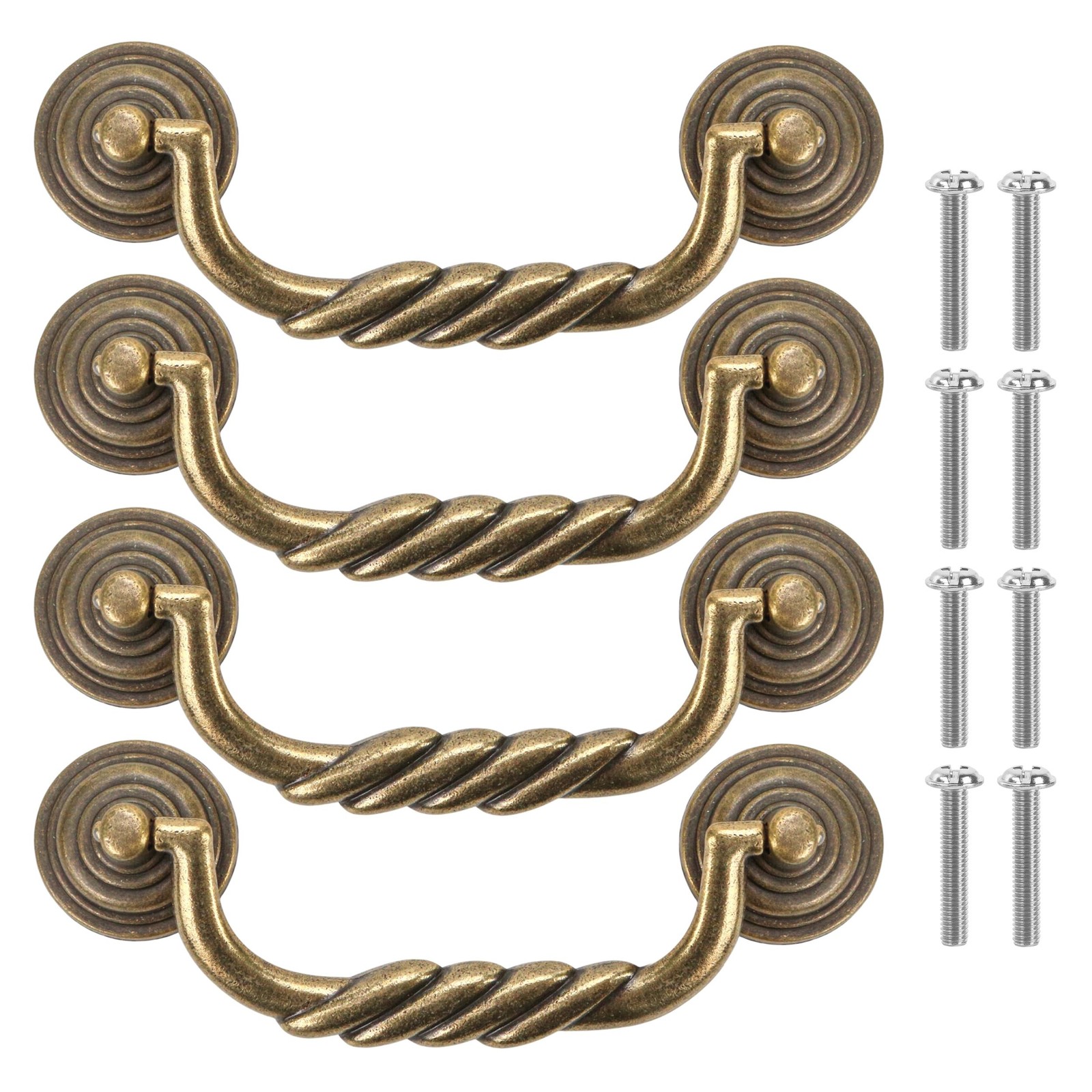 4.5'' C-C Center Drawer Pulls, 4 Pack Antique Bronze Bail Drop Swing Handles ...