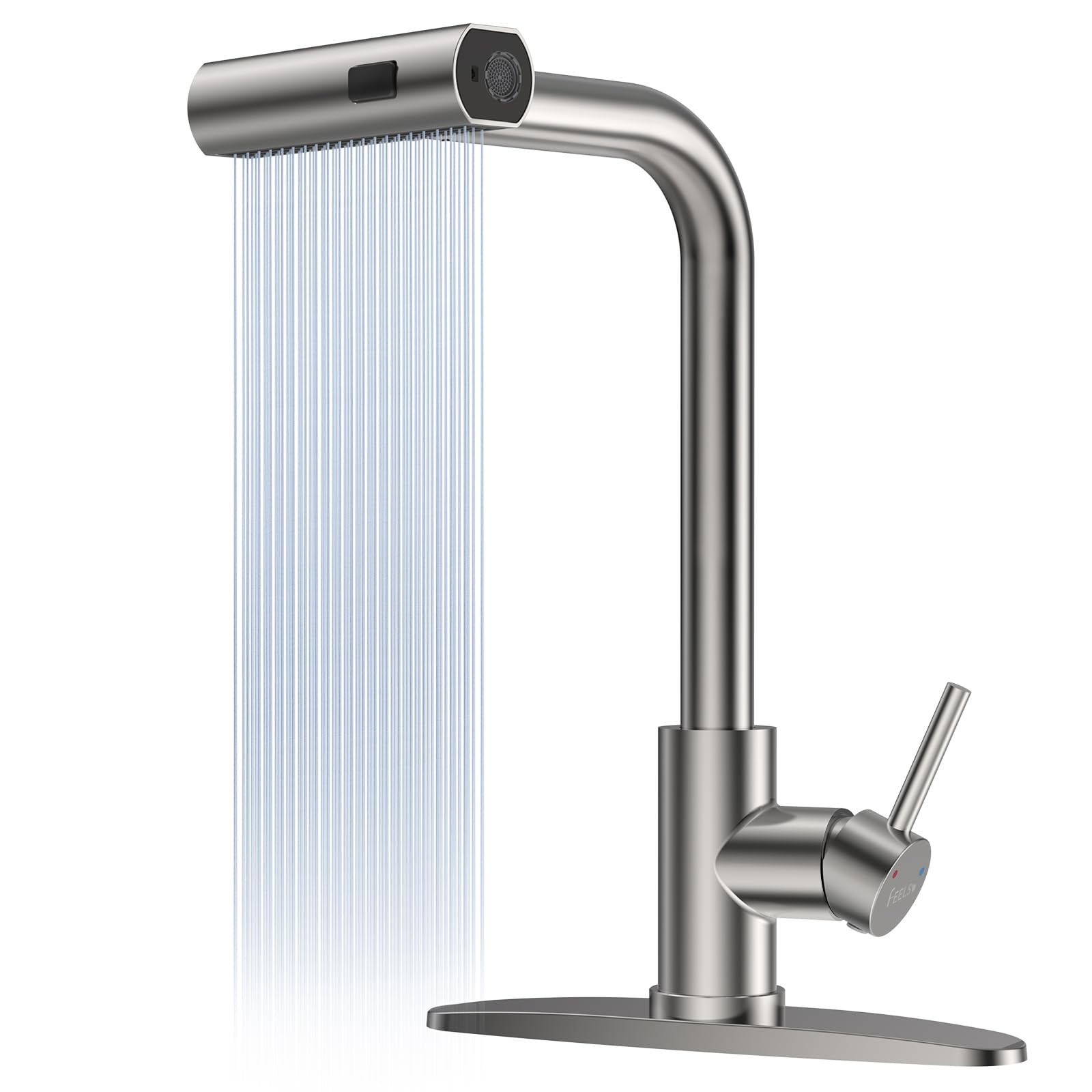 Feelso 4-Mode Kitchen Faucet with Pull Down Sprayer – High Pressure Blade Spr...