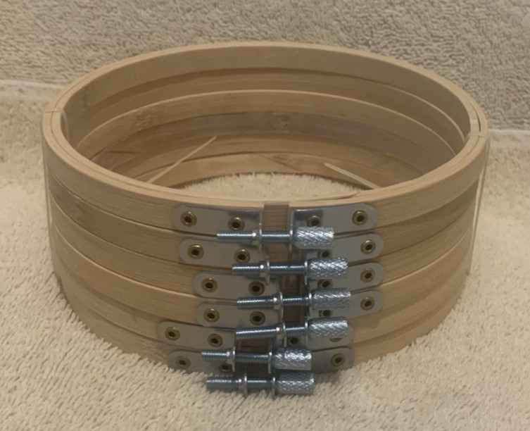 6 Pc Lot Of Caydo Round Wooden Embroidery Hoops w/Screws 6" In Diameter - NEW