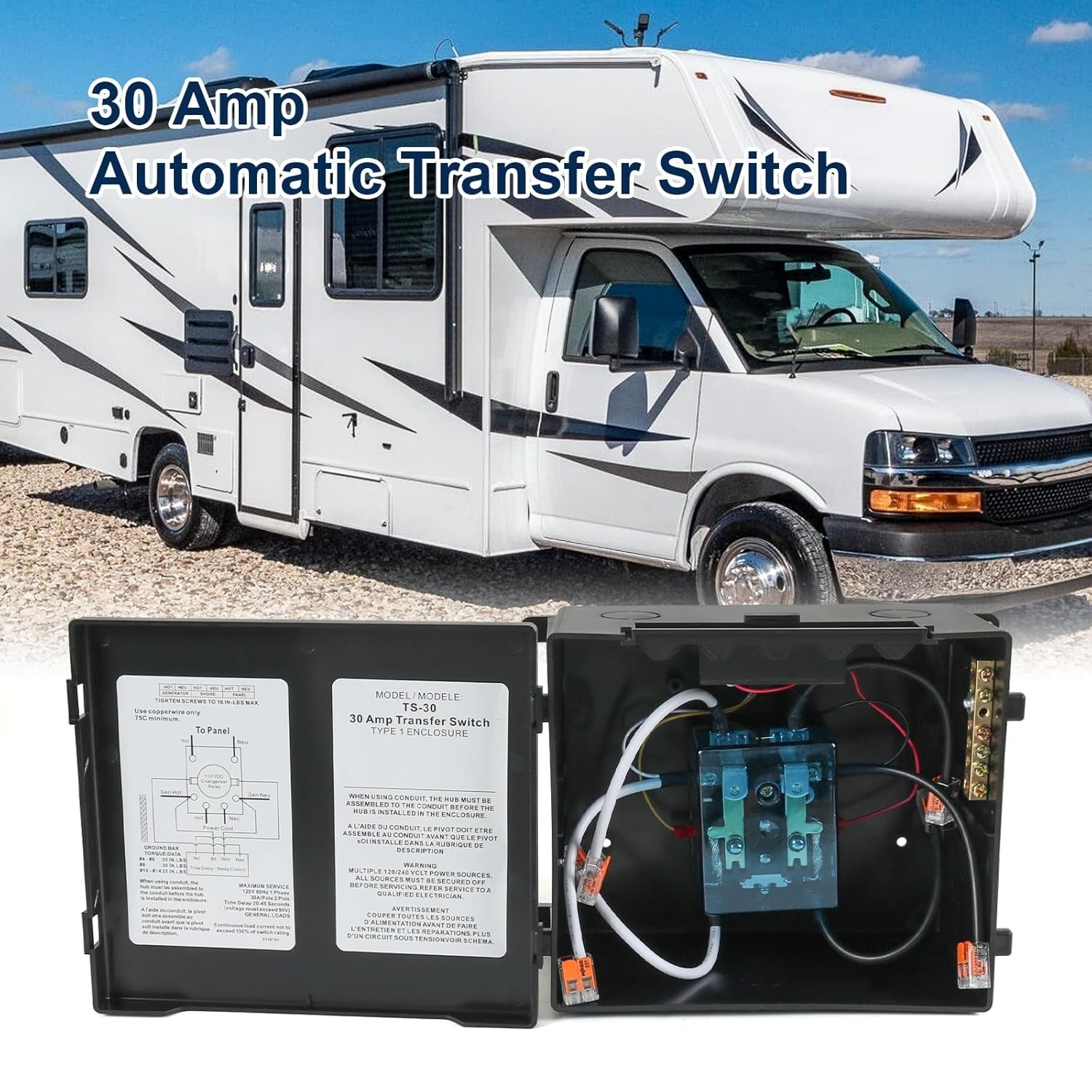 Automatic 30 Amp Transfer Switch for RVs – Time Delay Power Switching Solution