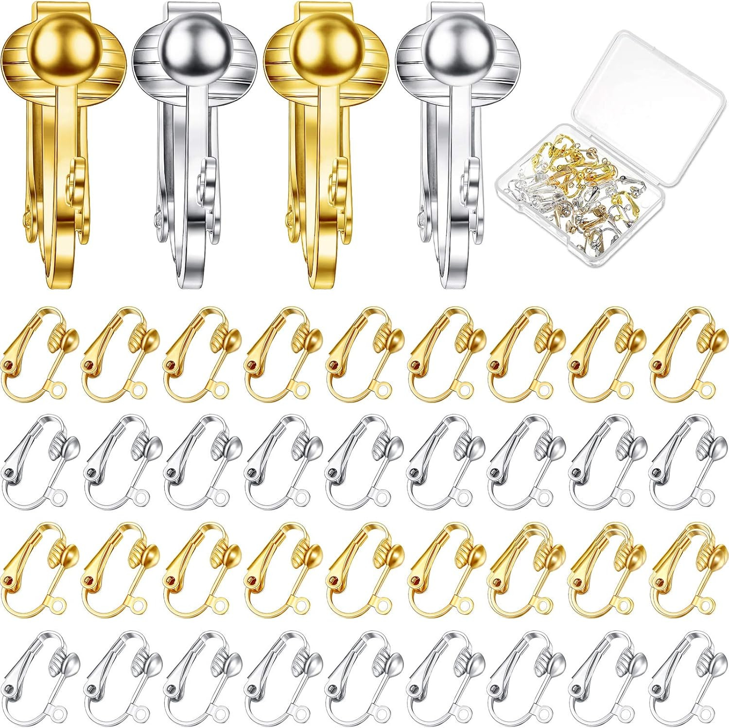 48 Pieces Clip on Earring Converter Earring Clip Backs for DIY Jewelry Making...