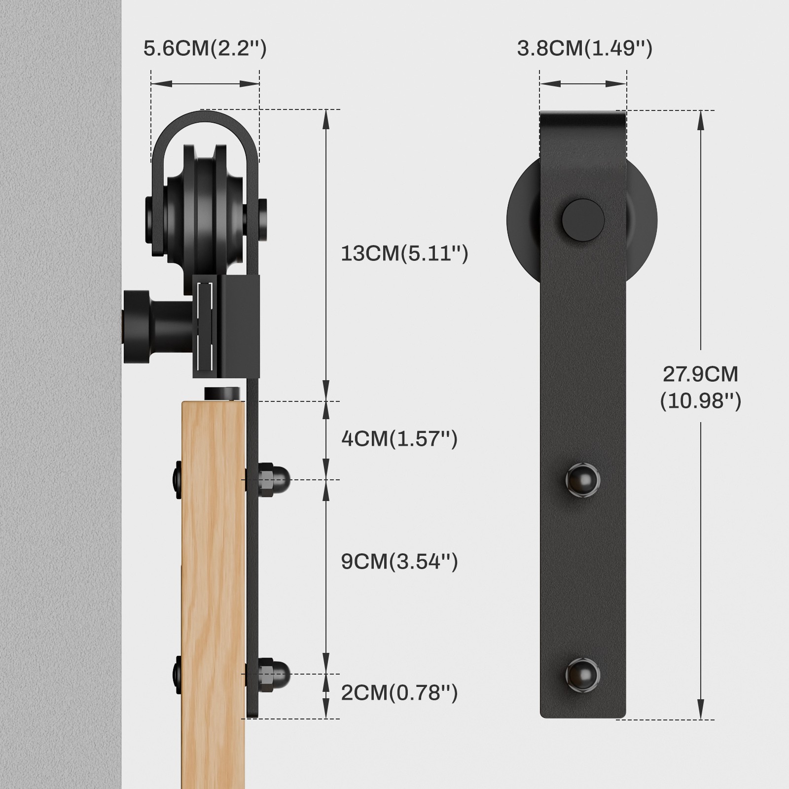 CCJH 6.6FT Sliding barn door hardware kit & Handle, Adjustable floor guide