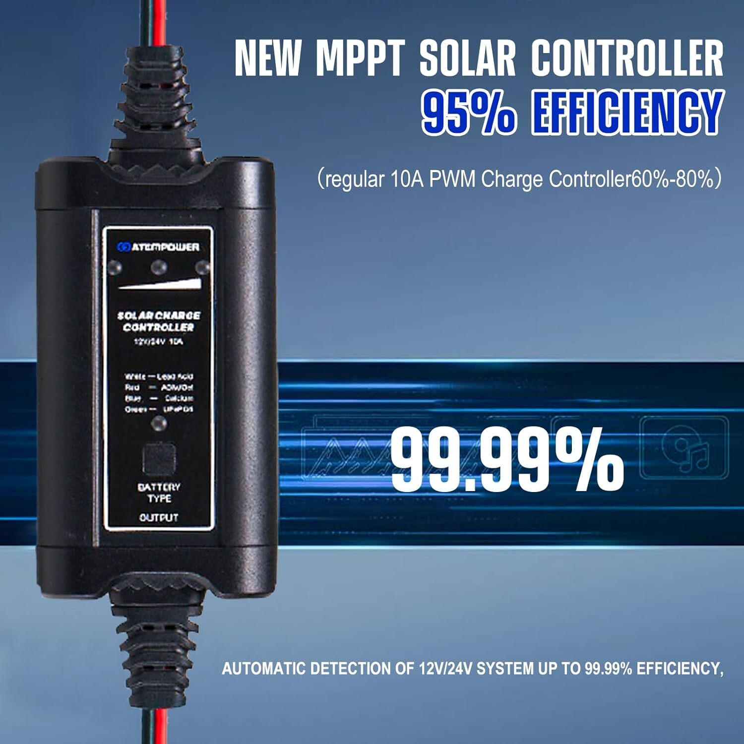 10A MPPT Solar Charge Controller 12/24 Volt Intelligent Controller Solar Panels
