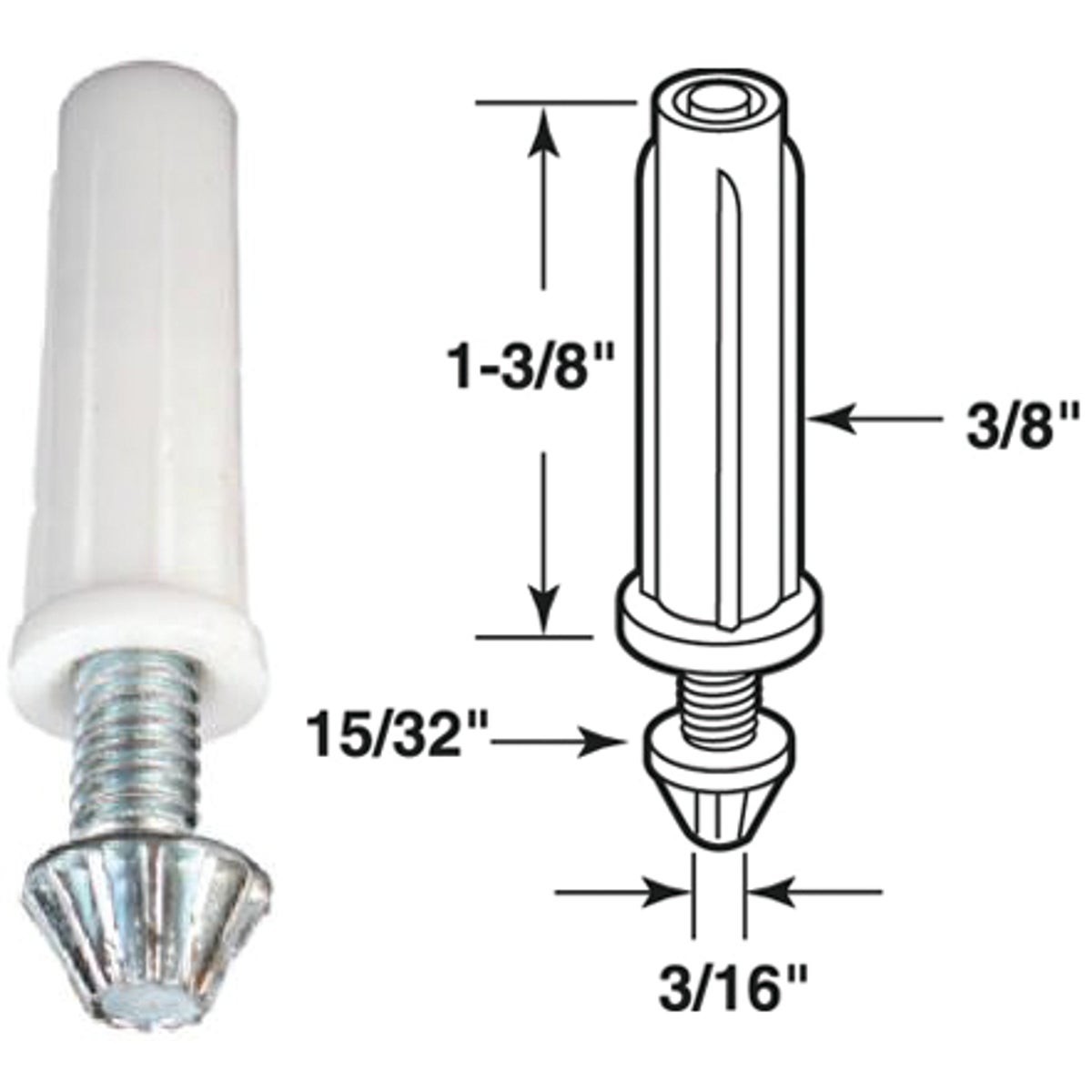 Prime-Line 3/8 In. Grooved Tip Bifold Door Bottom Pivot (2 Count) N 6673