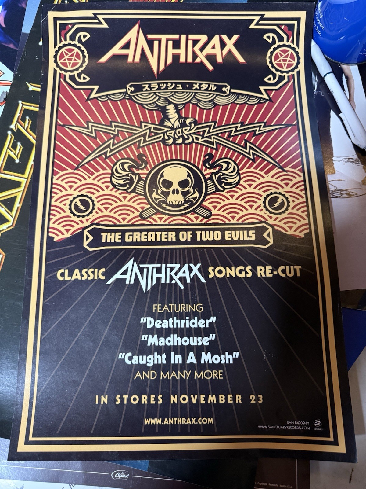 Anthrax: The Greater Of Two Evils Classic Album Promotional Poster 11 X 17 rare