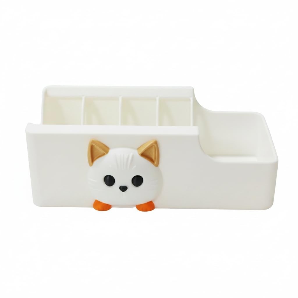 Cable Management Box, Cat Pattern, White