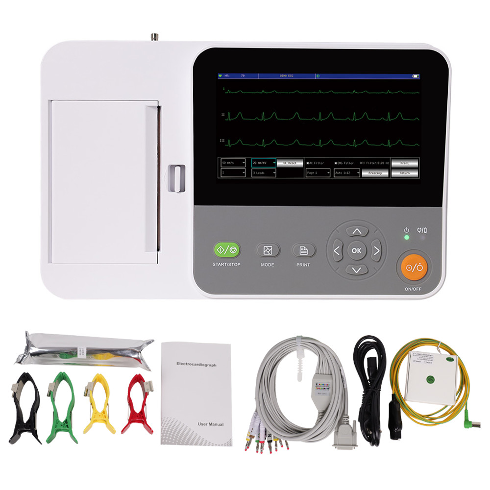 Touchscreen 6-channel 12-Lead ECG EKG Machine Electrocardiograph Interpretation