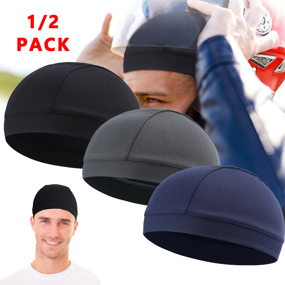 1/2x Skull Cap Beanie Helmet Liner Dome Cycling Running Biker Football Cool Hat