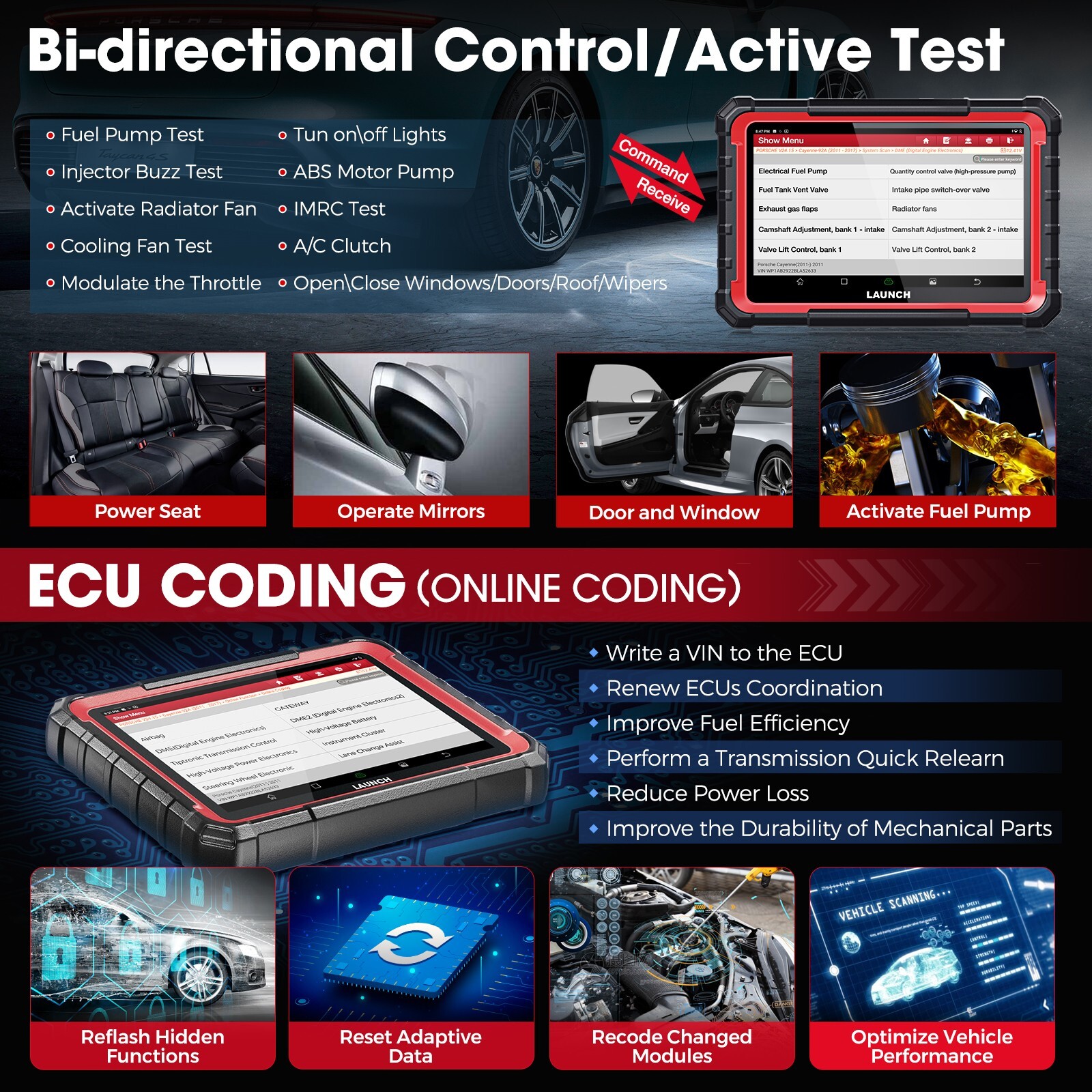 2024 LAUNCH X431 Pro Elite PRO5 V + OBD2 Car Diagnostic Tool Scanner Key Coding