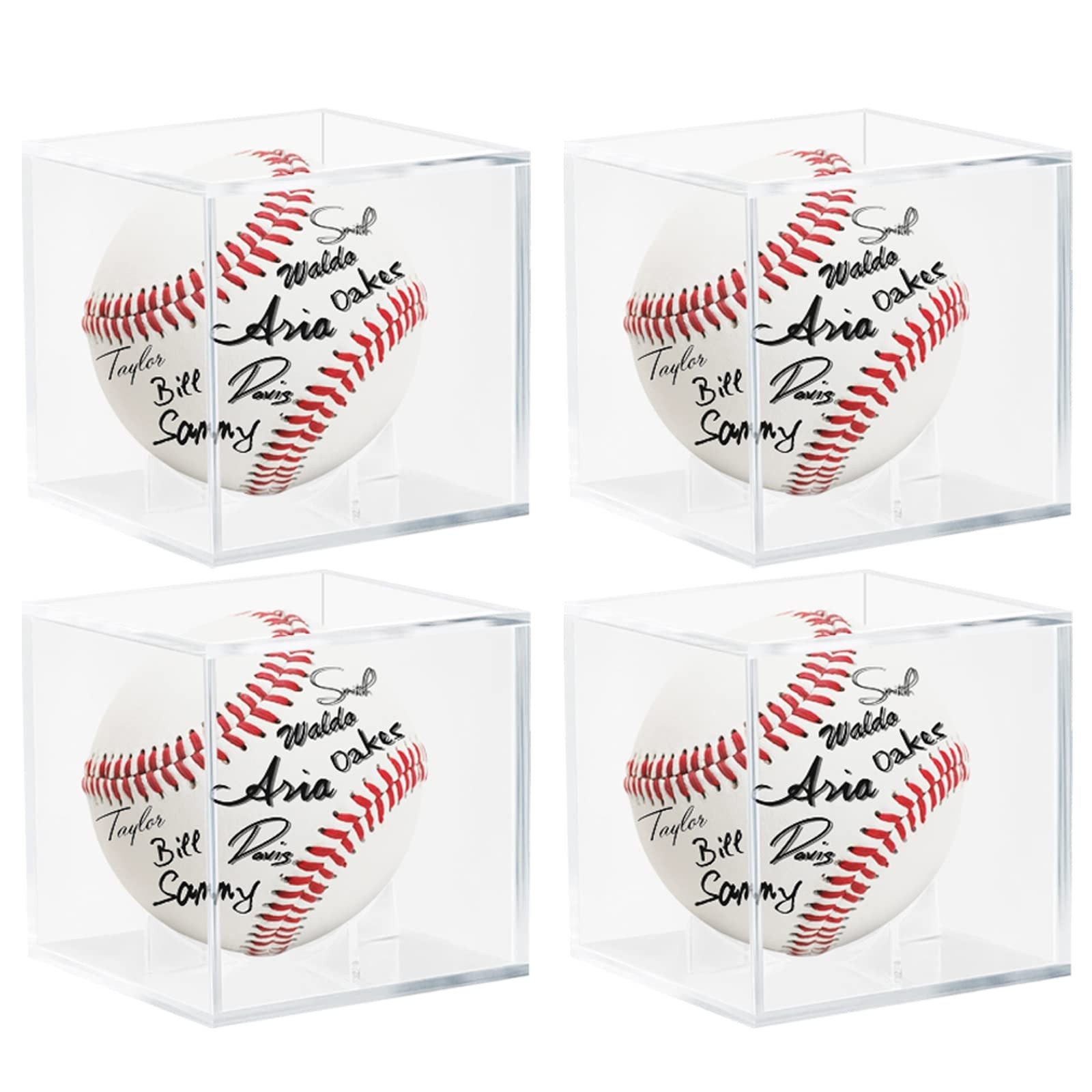 Baseball Display Case 4 Pack Acrylic UV Protection Storage Box