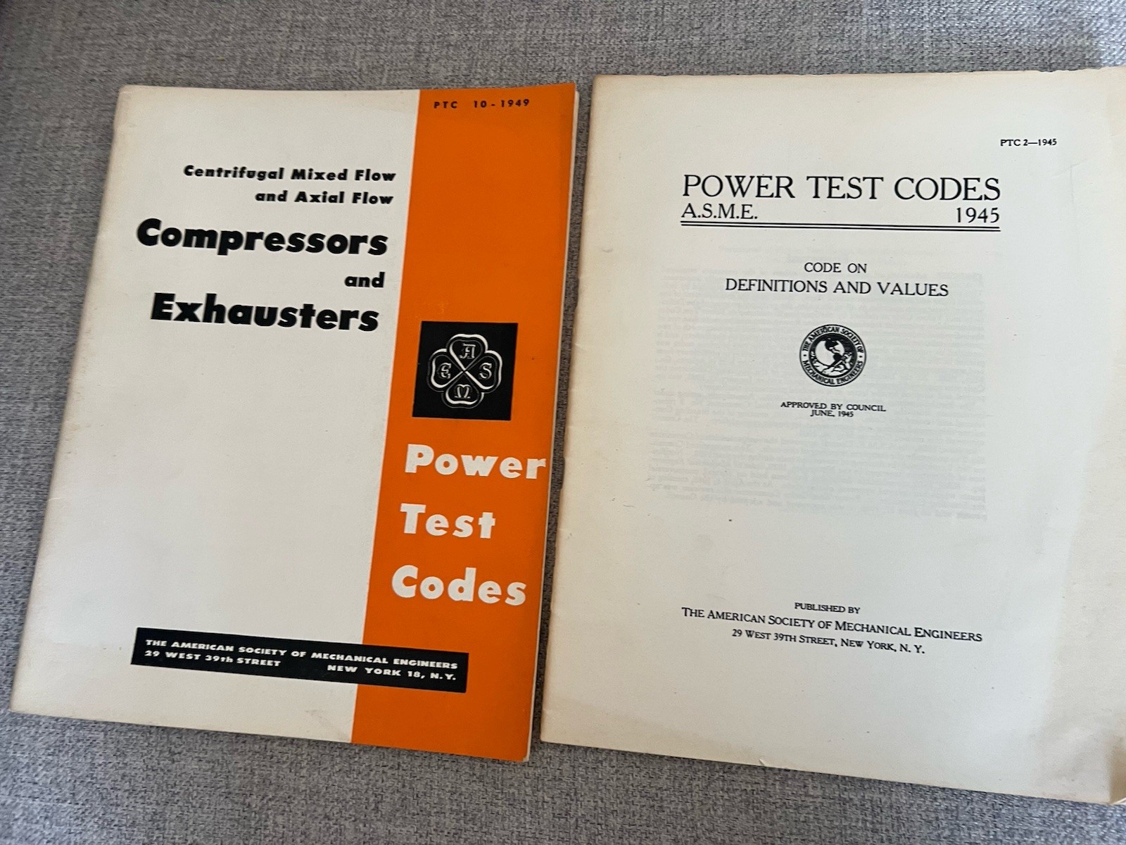 Vintage 1945 Mechanical Engineers Reference Books Manuals Test Codes Compressors