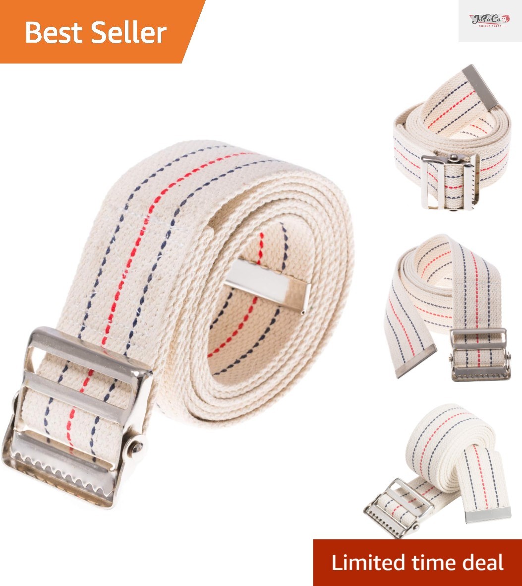 Beige Striped Gait Belt - 60-Inch Walking Assist Aid for Nurses & Therapists