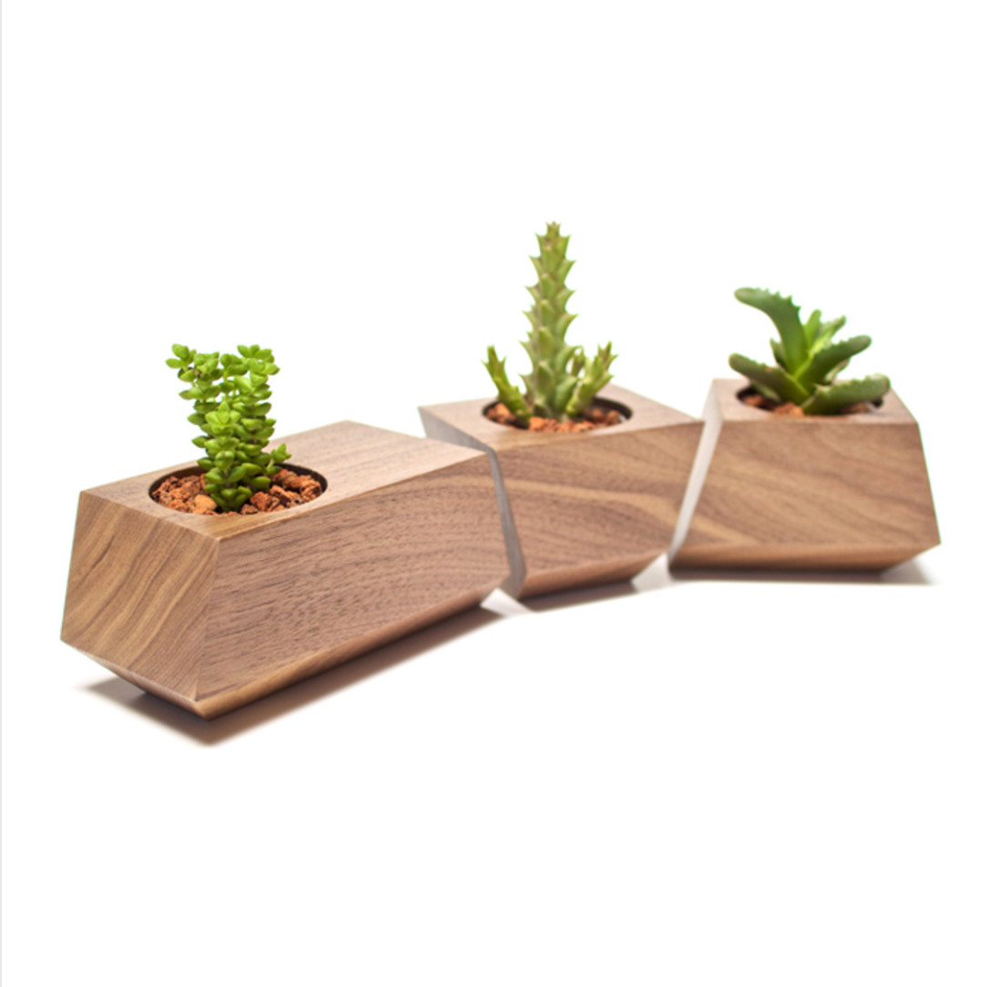 R. DESIGN HOUSE Handmade MID CENTURY Modern BOXCAR WOOD PLANTER 3pc SET Designer