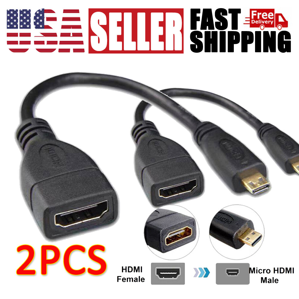 Micro HDMI Type D Male To HDMI Type A Female Cable Adapter Converter Connector