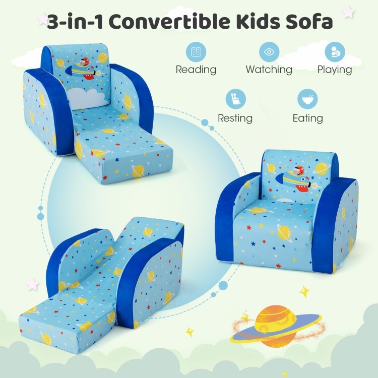3in1 Convertible Lightweight Kids Sofa Chair kids Sofa Bed Living Room Gift Kids