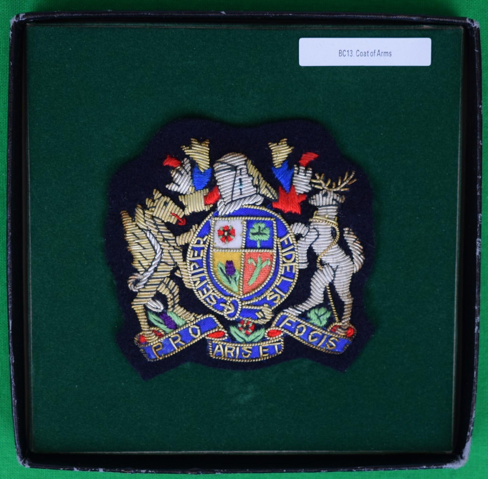"Semper Fidelis Aris Et Pro Focis God And Country Coat Of Arms Blazer Badge"