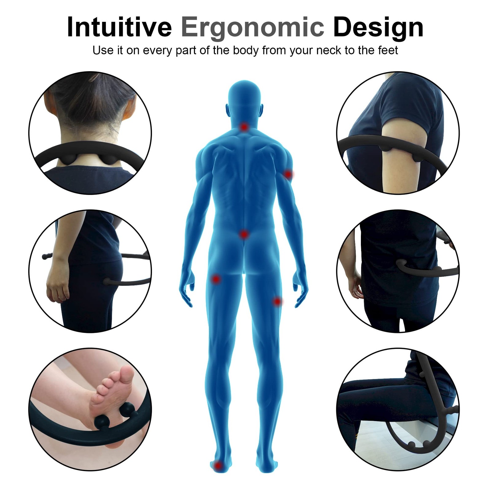 Shrdaepe Massage Trigger Point Cane, Muscle Release Tool Self Black