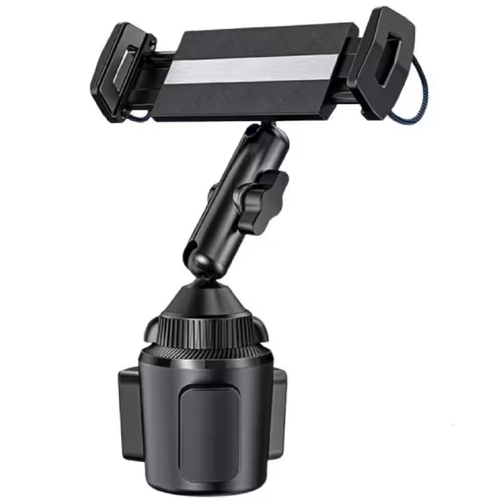 Adjustable Alloy Arm Tablet Car Mount Cup Holder for 4.7-12.9 Devices Road Trip