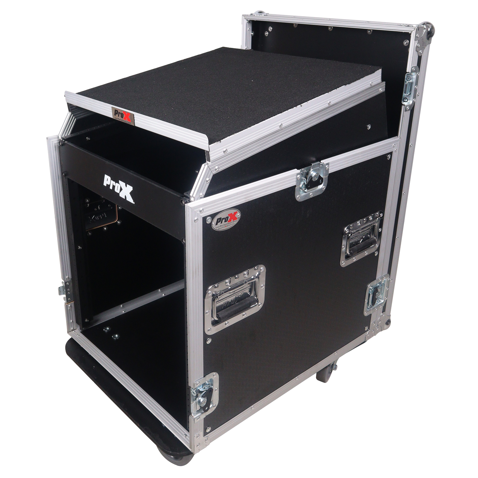ProX T-12MRSS13ULT Road Case For 13U Top Mixer/DJ 12U Rack Combo w/Laptop Shelf