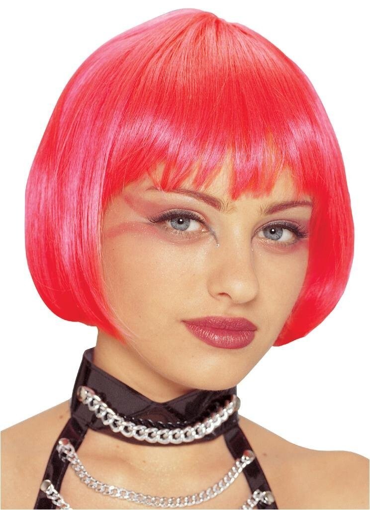 Anime Cosplay Manga Rave Techno Babe ADULT SHORT HOT PINK SASSY WIG