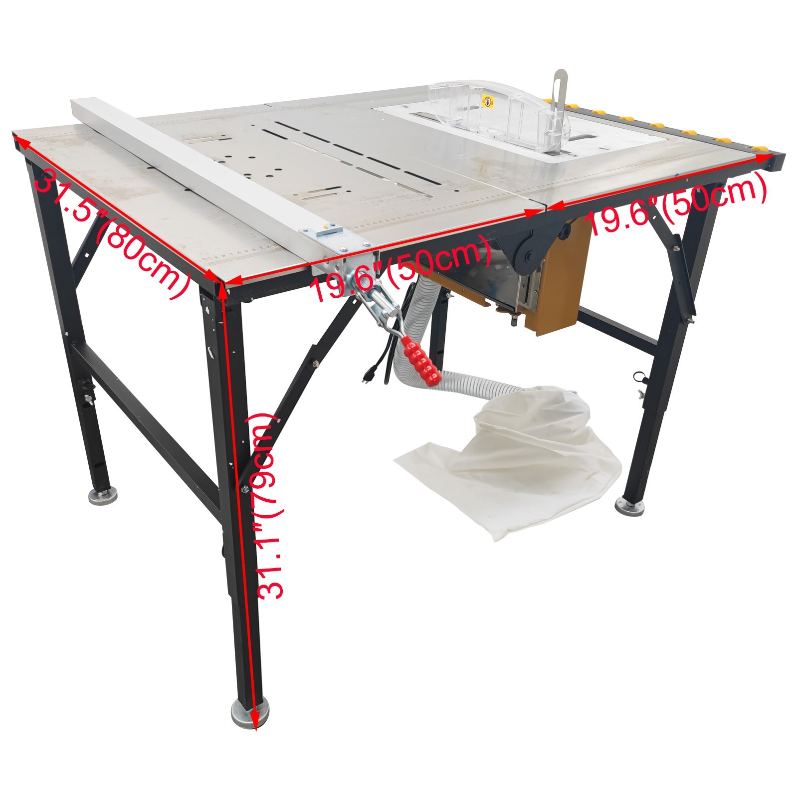 110V Sub Saw Table Wood Cutting Machine Telescopic Saw Table Dust Collector 4"8"