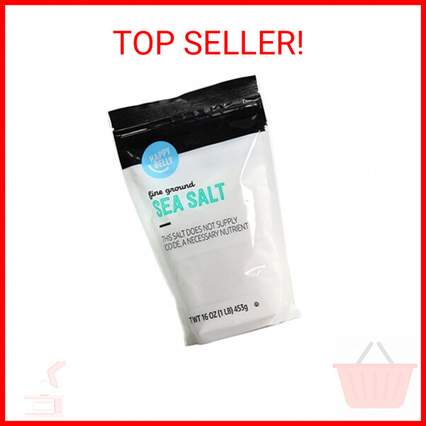 Amazon Brand - Happy Belly, Sea Salt, Fine Ground, 1 pound (Pack of 1)
