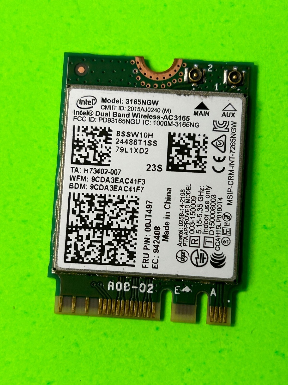 0JT497 3165NGW GENUINE LENOVO WIRELESS BLUETOOTH CARD V310-15ISK HH