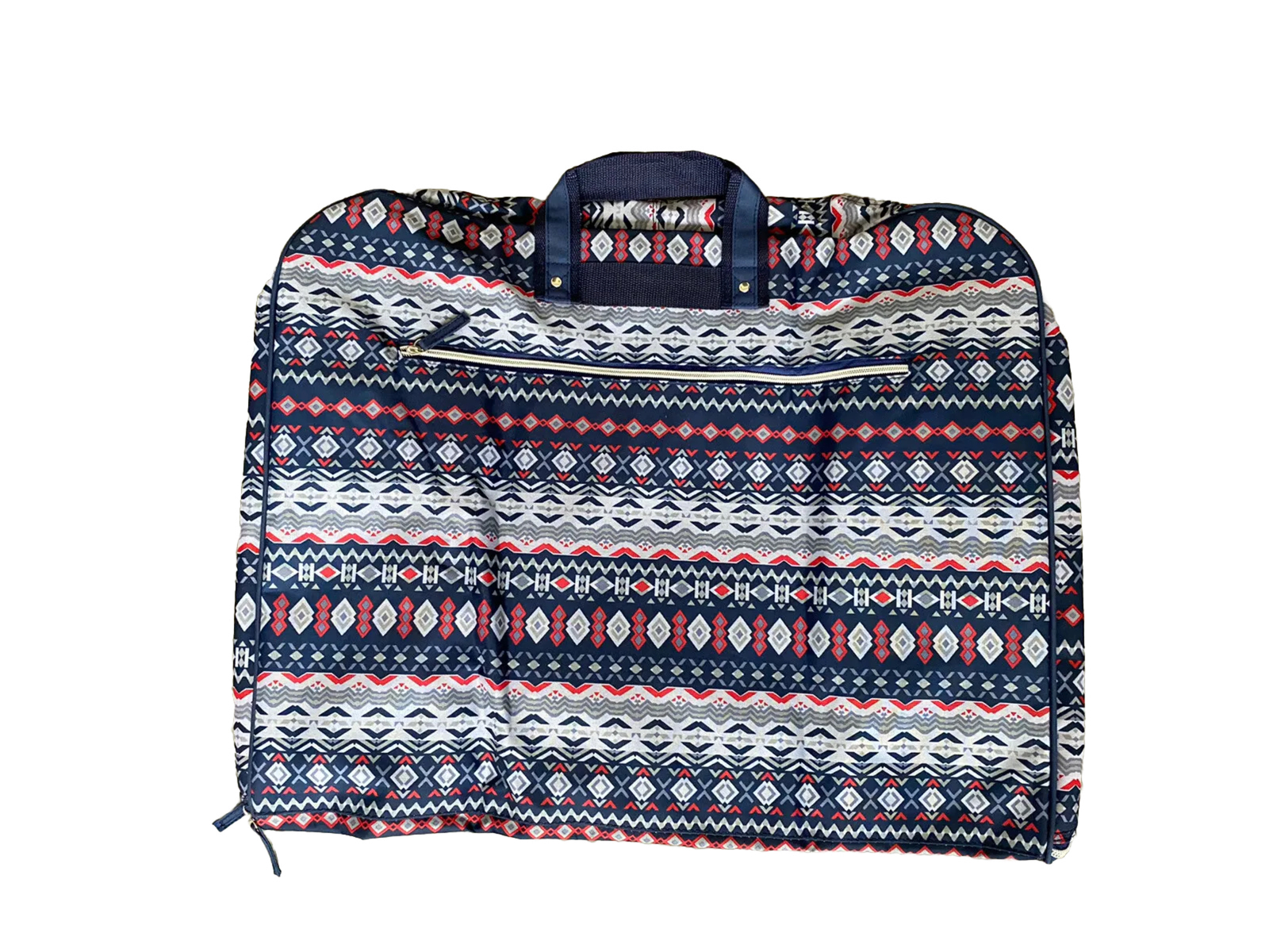 Red Blue Grey Patterned Large Luggage Bag 24” x 20” / A18