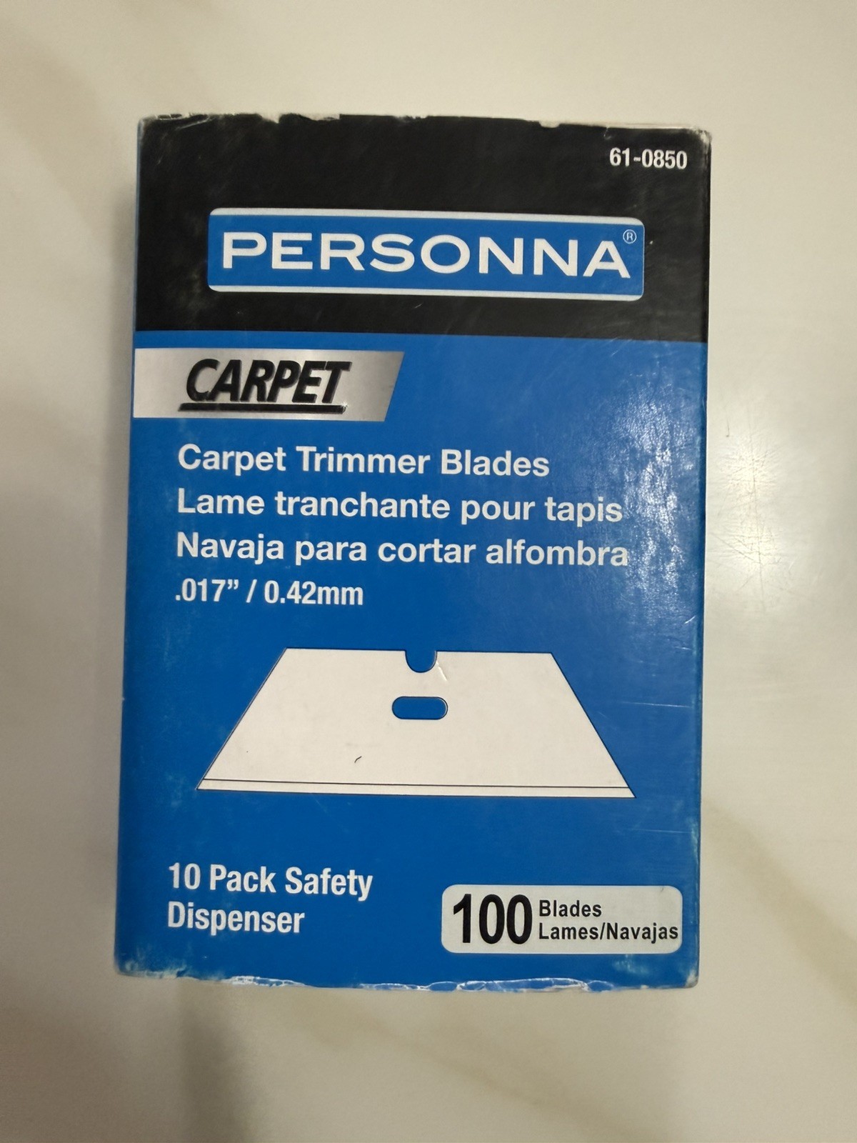 Personna Carpet Trimmer Chisel Blade 100pk .017" 0.42mm 61-0850 (4 pack)