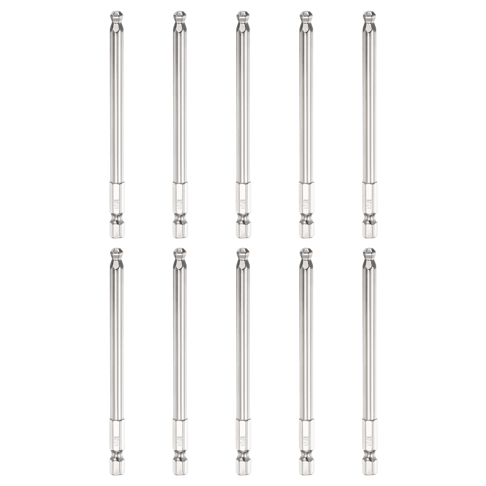 10pcs Ball End Hex Screwdriver Bit H5 Head 1/4" Hex Shank 4" Long Magnetic