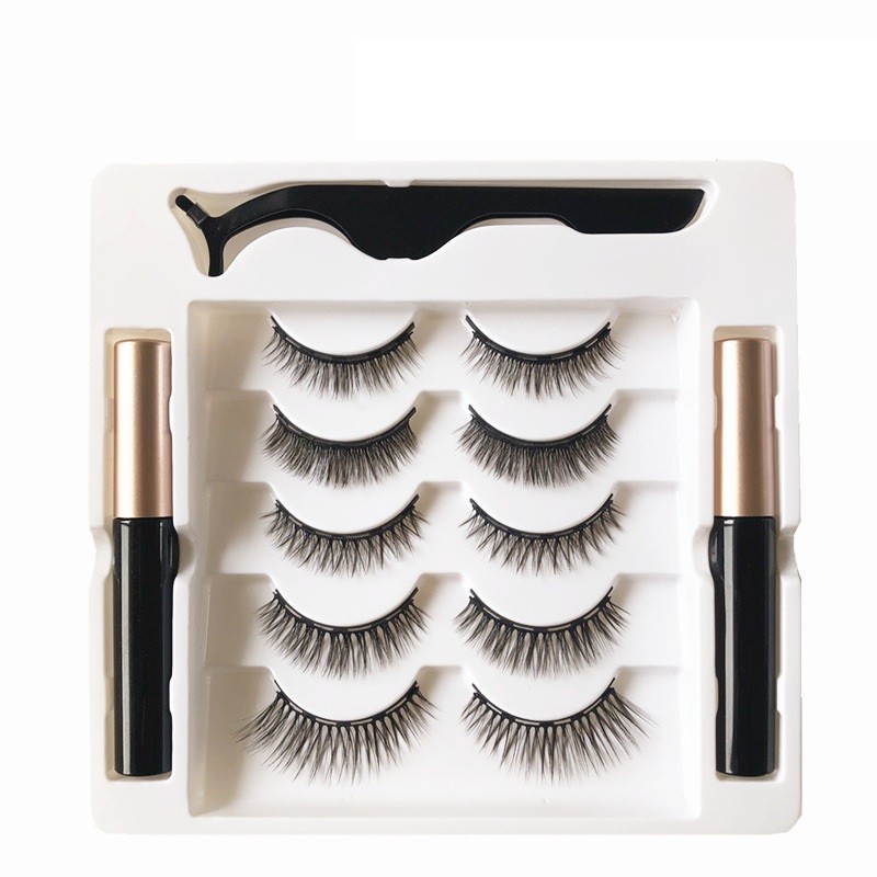 Five Pairs Magnetic Eyelashes with Magnetic Eyeliner Set - Reusable Fake Lashes