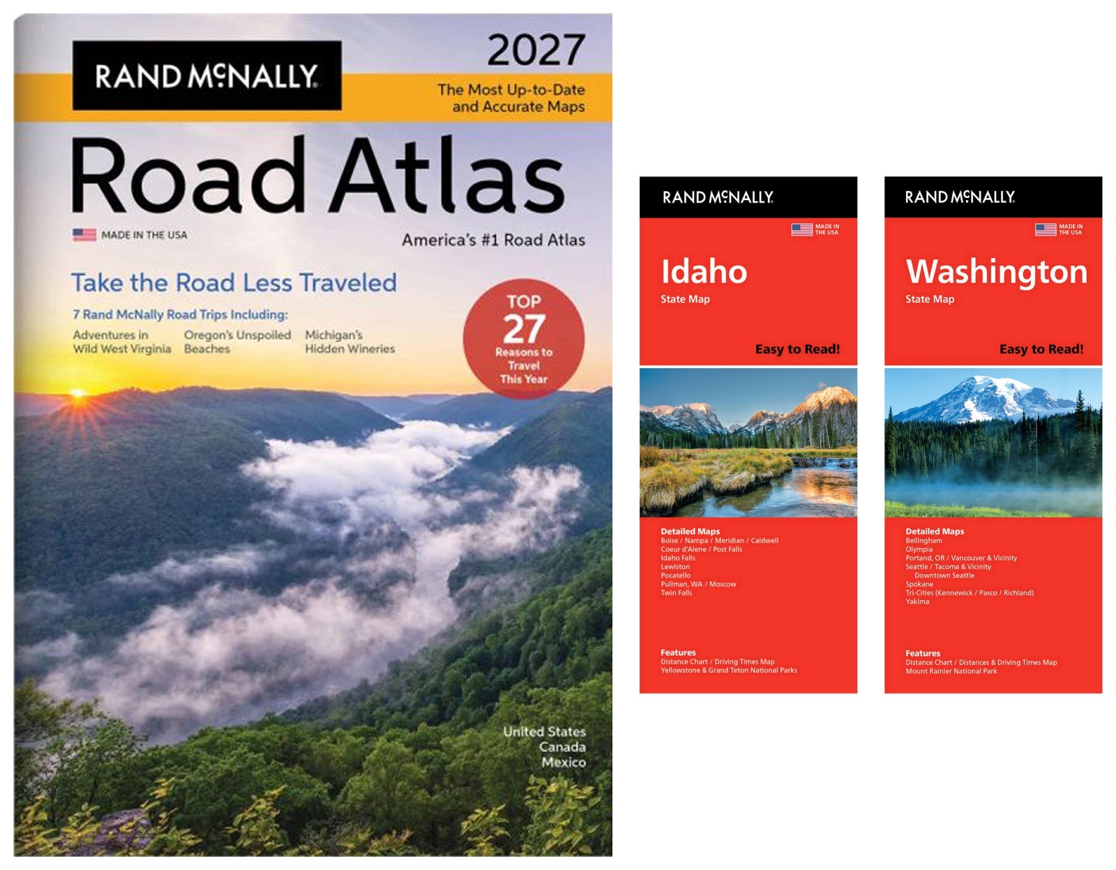 Rand McNally 2027 Road Atlas with Easy-to-Read Idaho & Washington State Maps