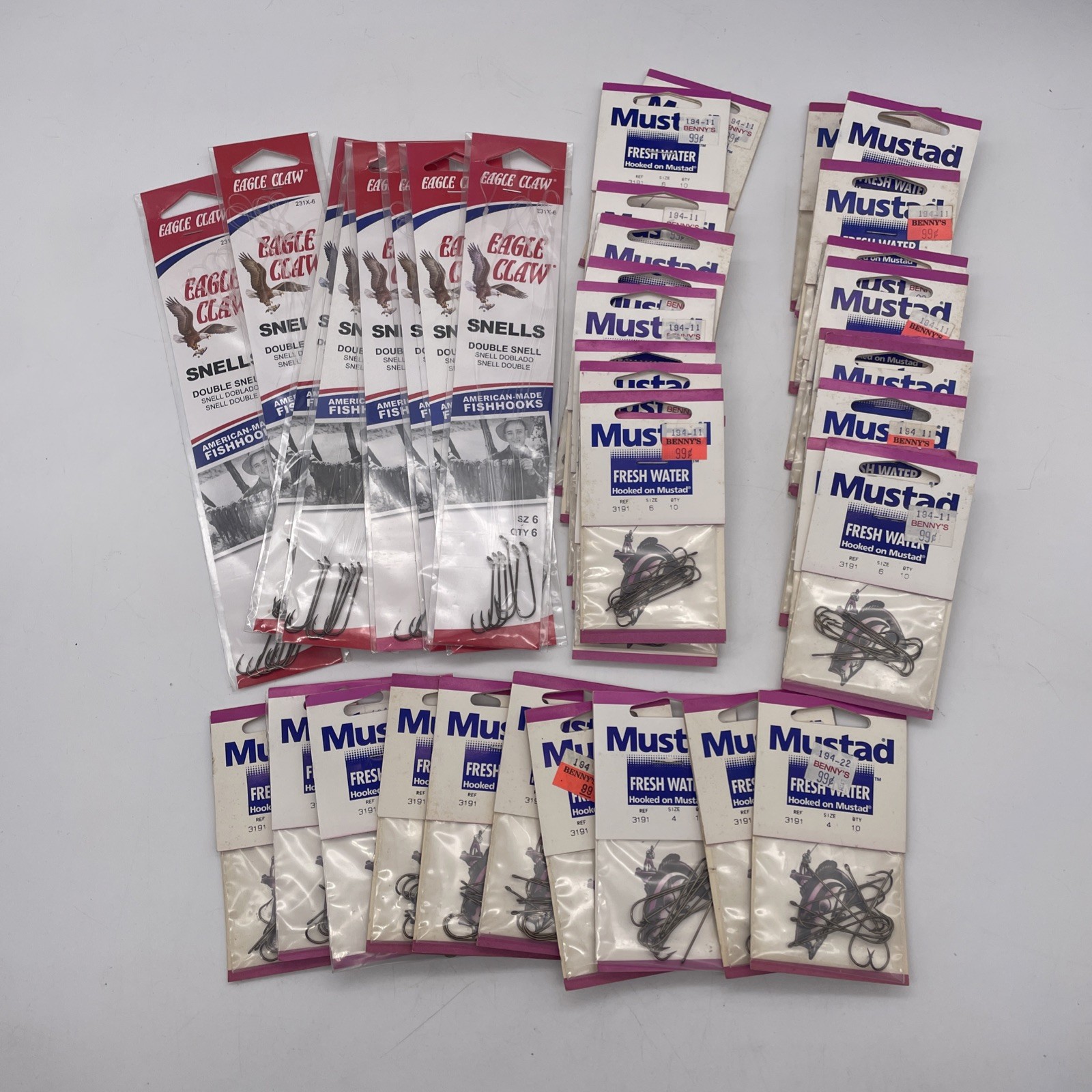 Mustad & Eagle Claw Hooks Mixed Lot 38 Packs 348 Fishing Hooks