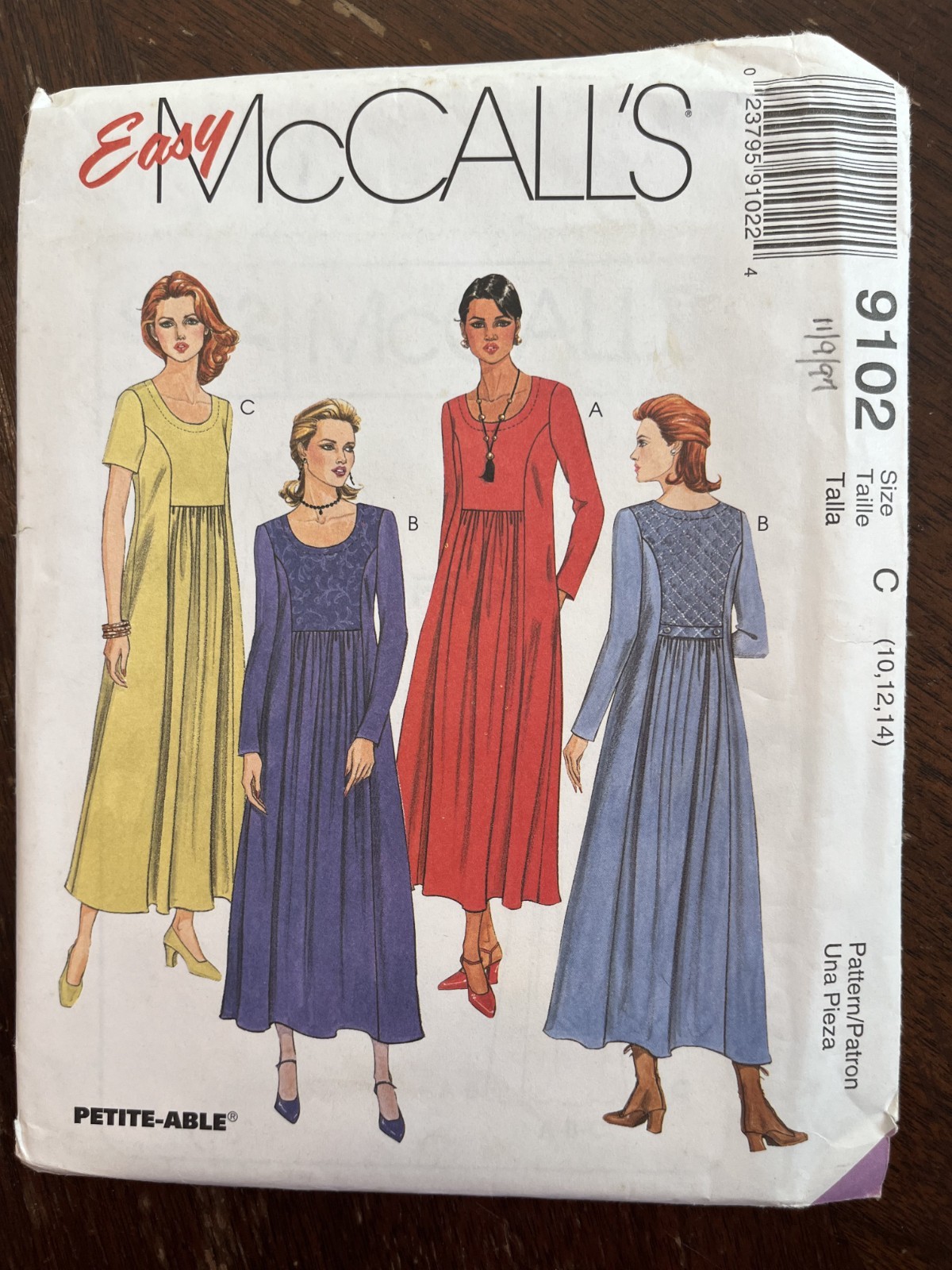 McCall's 9102 UNCUT Sewing Pattern, Misses' Dress, Size C (10-12-14)