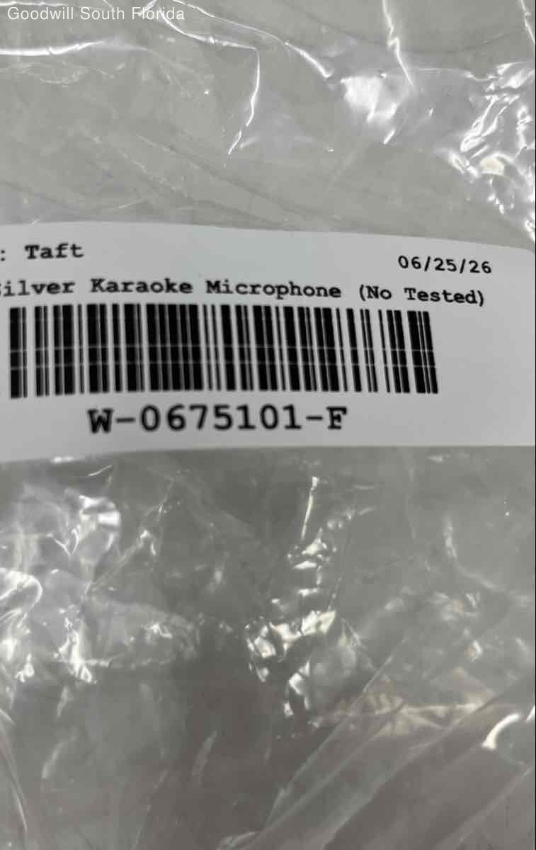 Black Silver-Tone Portable Handheld Wireless Karaoke Microphone Not Tested