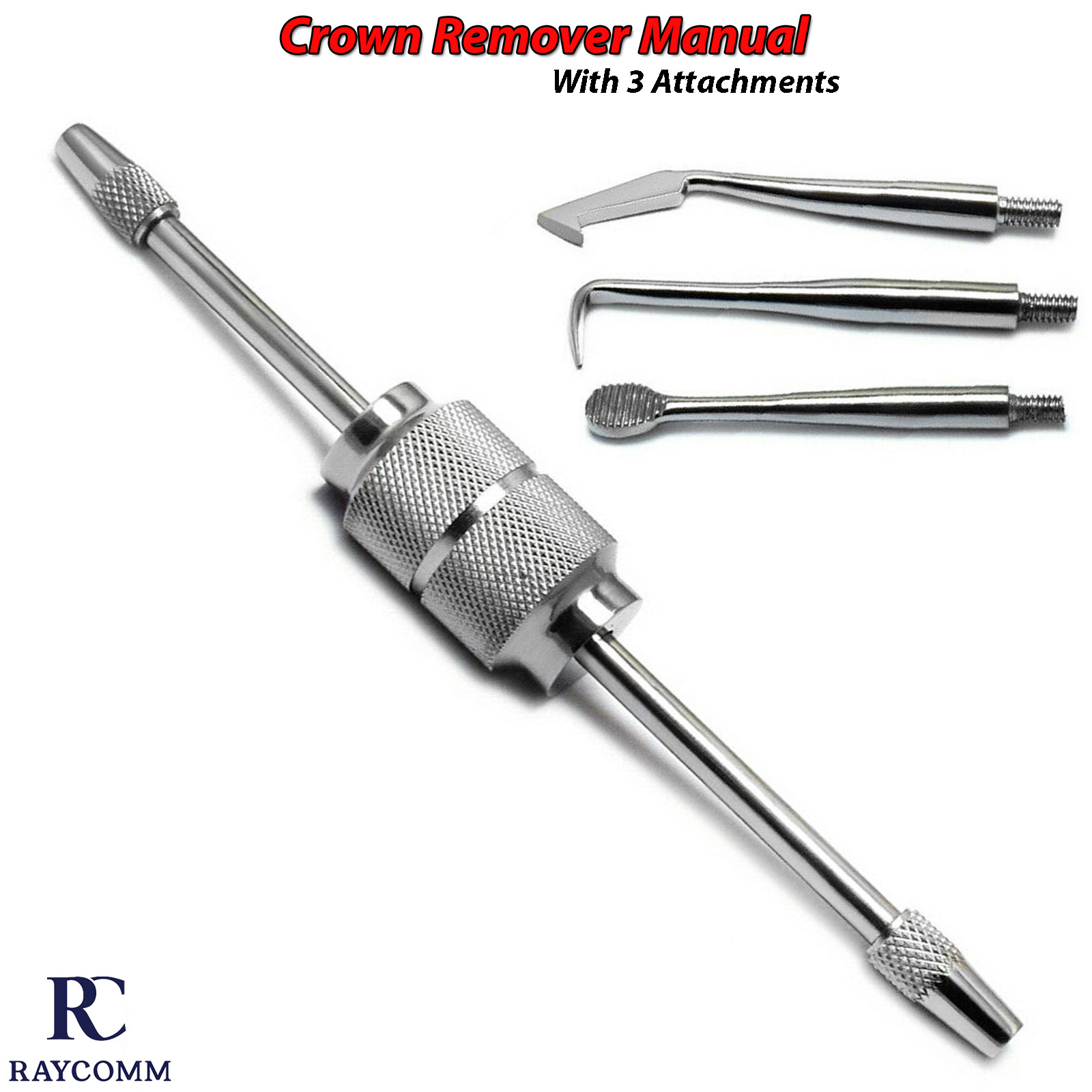 Dental Manual Crown Remover Surgical Instruments Gun with 3 Attachments Tools CE