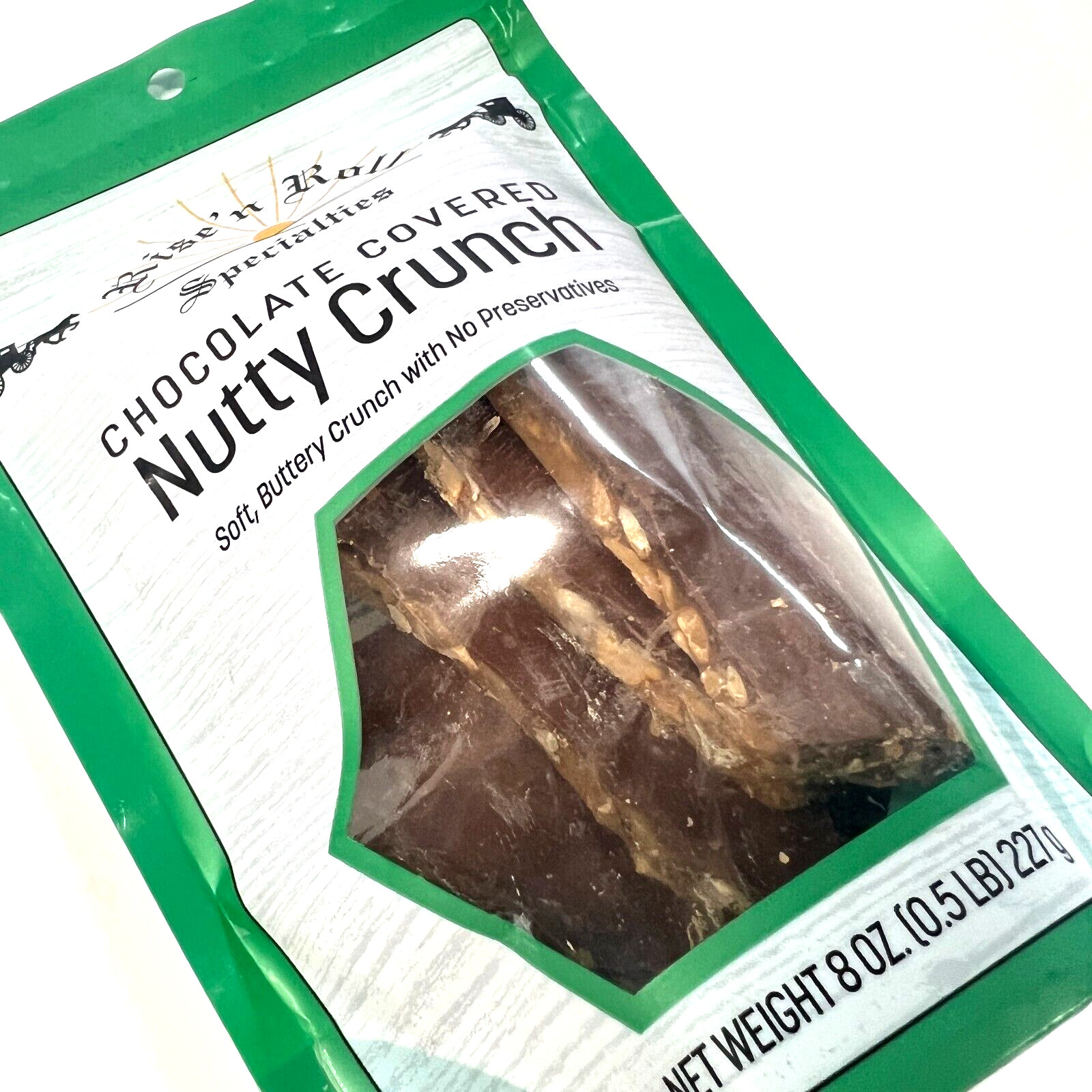 Rise'n Roll Amish Bakery Chocolate Covered Nutty Crunch 8oz Bag Middlebury, IN