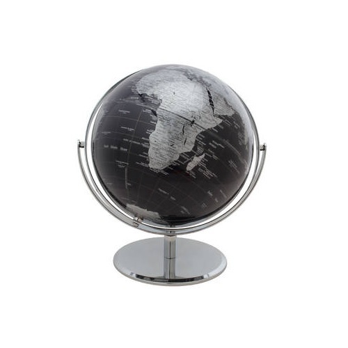 10" 2 Tone Revolving World Globe Table Top Blue & Silver Modern Style New