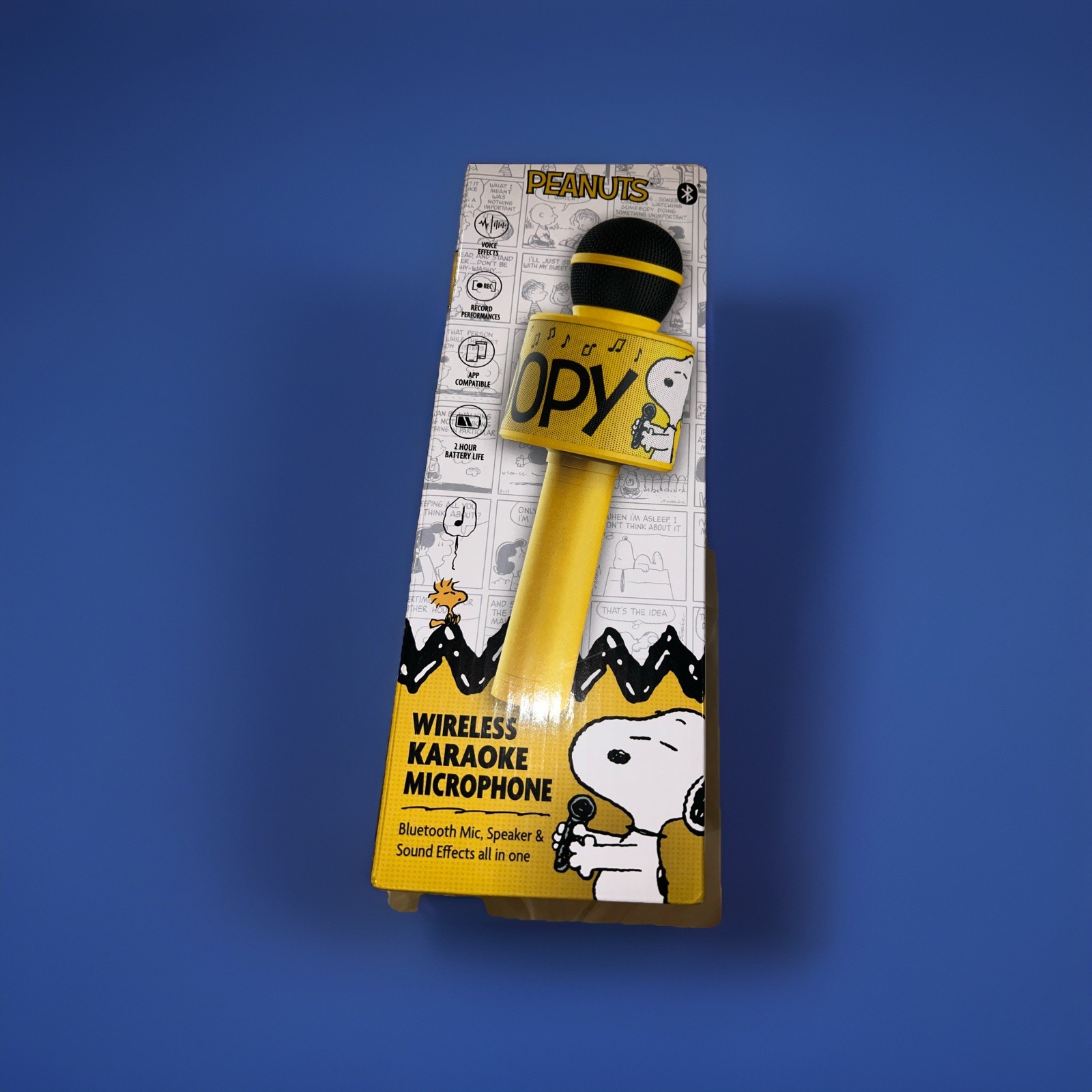 PEANUTS SNOOPY WIRELESS KARAOKE MICROPHONE BLUETOOTH SPEAKER SOUND EFFECTS NEW
