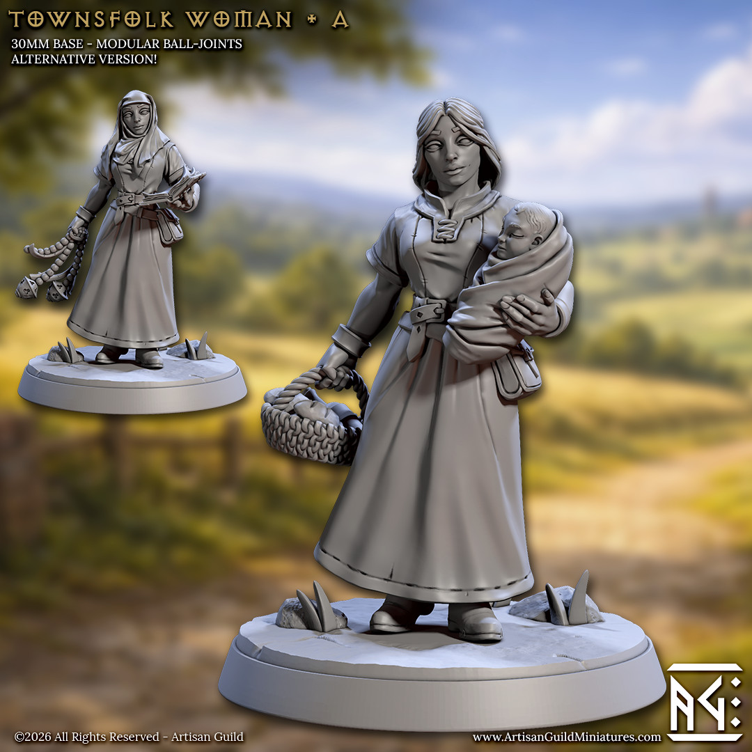 Townsfolk Woman - Mother Priest Sorceress - Artisan Guild - Dungeons and Dragons