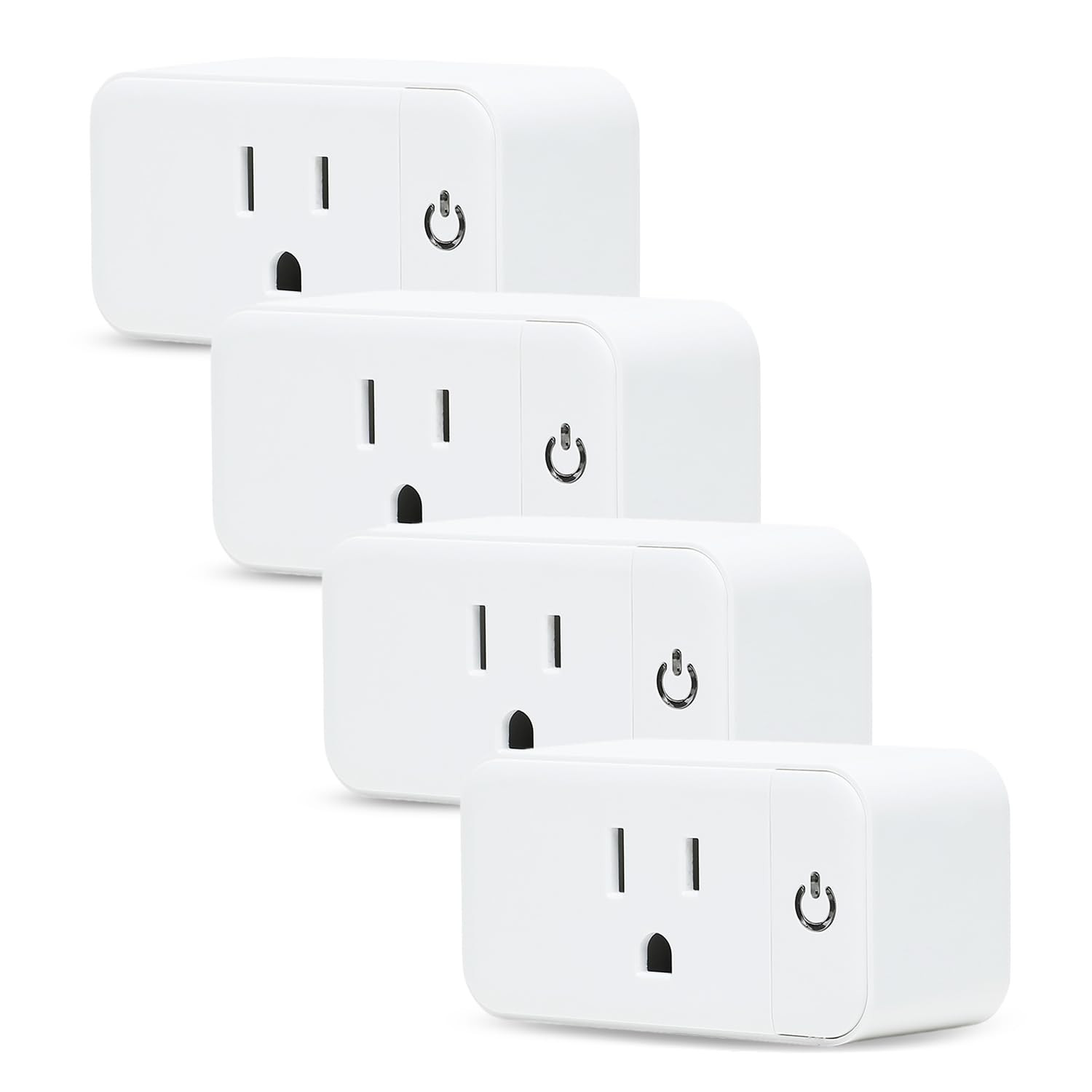 4 Pack Smart Home Wi-Fi Plugs - Alexa & Google Home Compatible, White, Toggle Sw