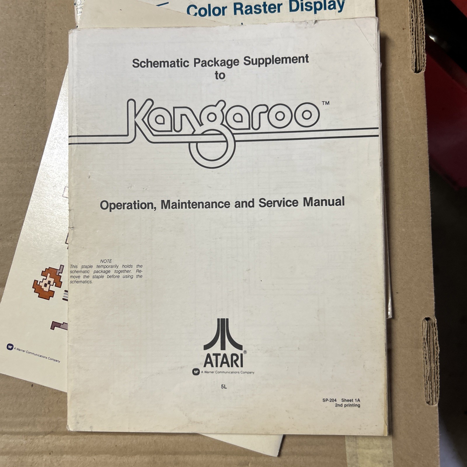 Original Kangaroo Set Atari manual ARCADE Video GAME owners manual