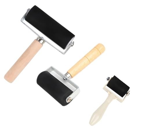 3pk Rubber Roller Brayer Rollers 1.4/2.4/4 Inch Art Craft Roller for Printmaking