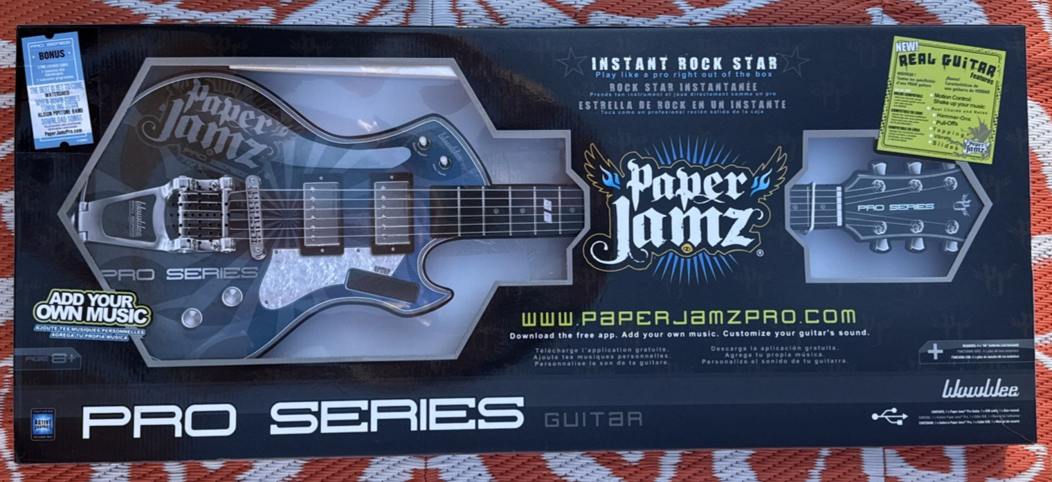 NEW Paper Jamz Pro Series Guitar Instant Rock Star - Blue