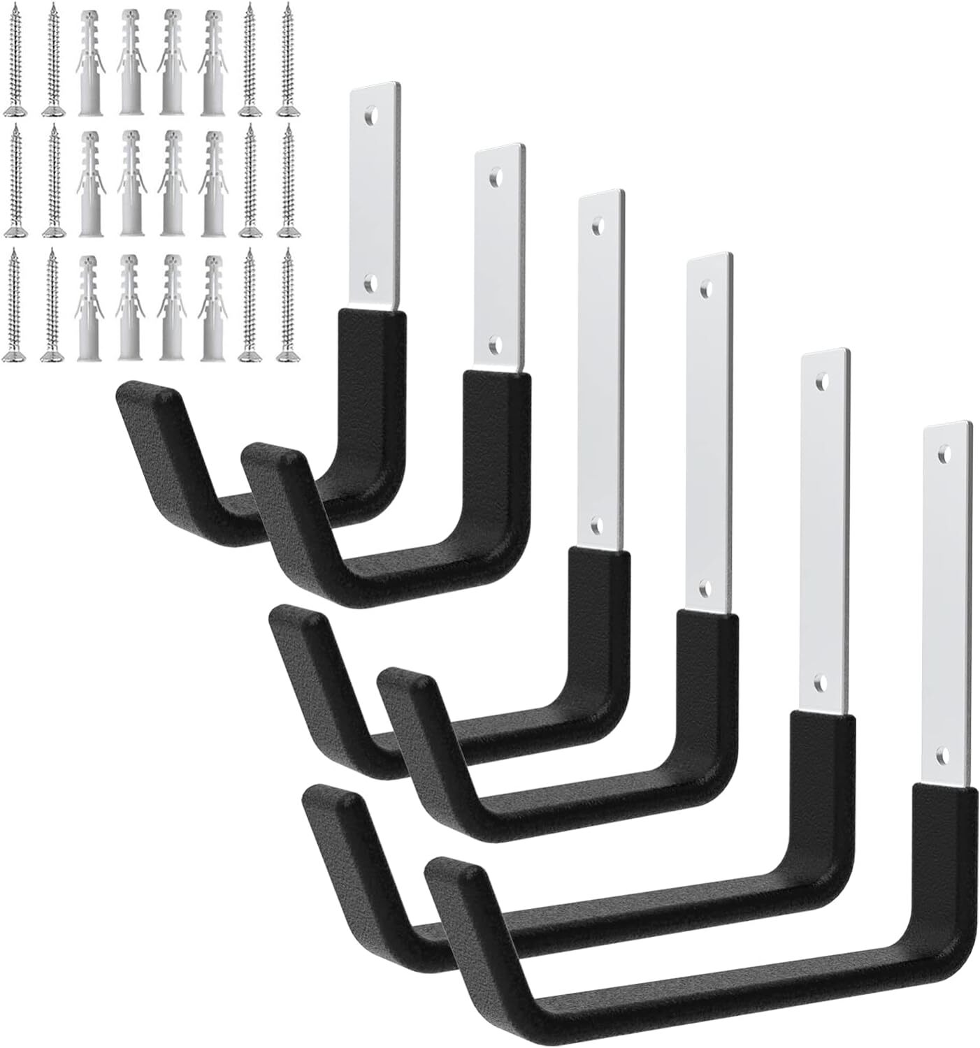 Juformin Heavy Duty Utility Hooks for Garage 2S & 2M & 2L, Silver and Black
