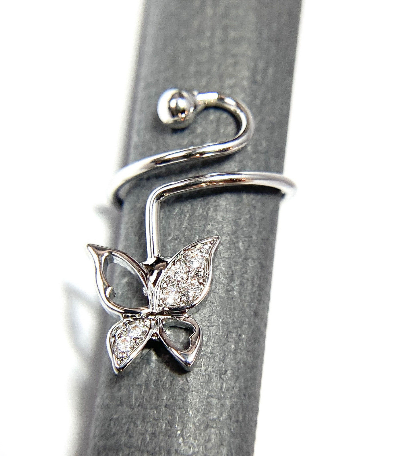 Butterfly Multi-Paved CZ Gems Adjustable Nail Ring / Toe Ring