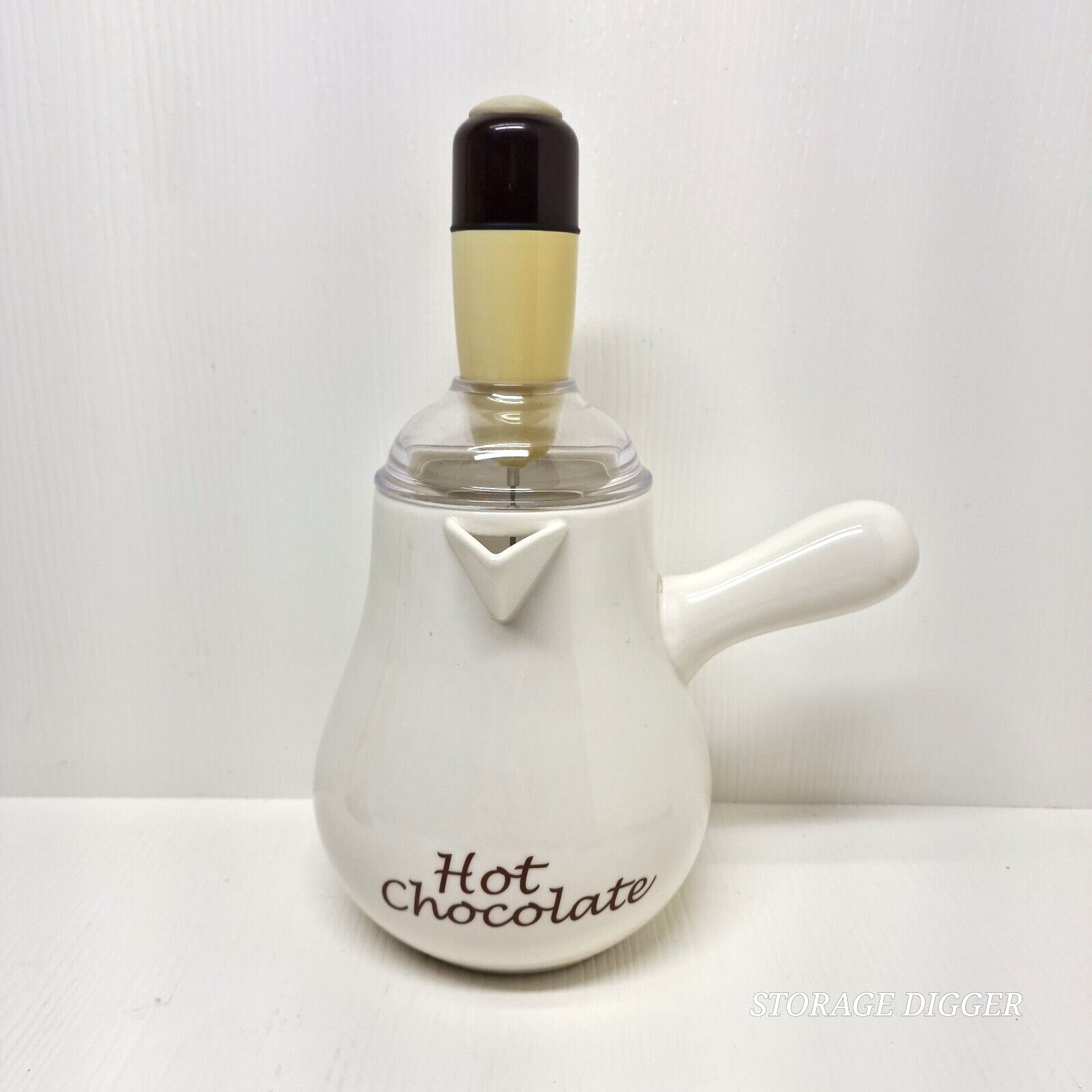 VTG Williams Sonoma Bonjour White Ceramic Hot Chocolate Pot Auto Mixer/Frother