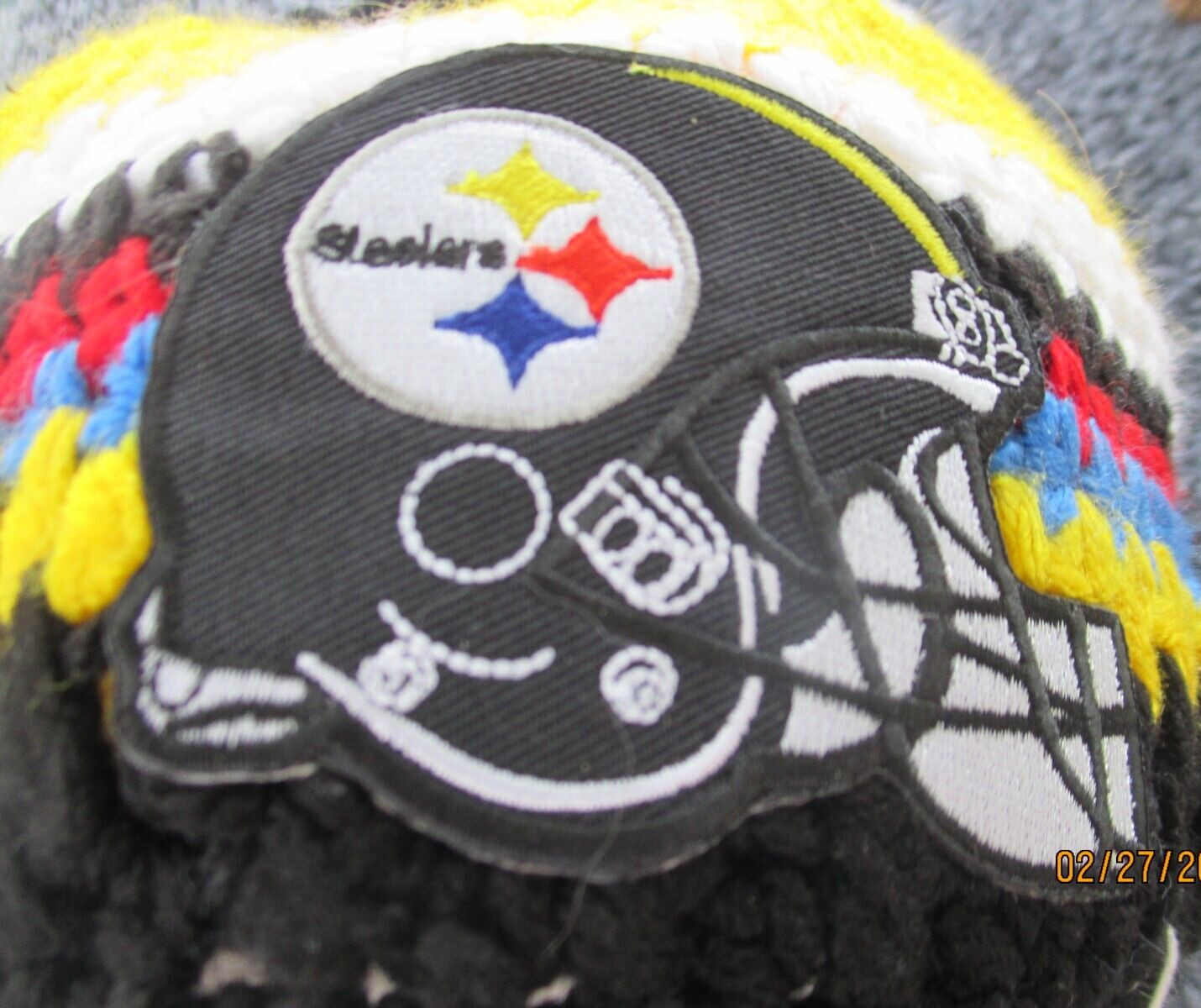Ladies' Crocheted Hat Steelers'  Emblem BLACK & GOLD & Others Acrylic Adult Sz