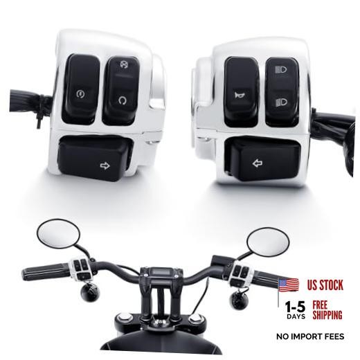 Motorcycle 1" Handlebar Switches Control and Wiring Harness Compatible Chrome